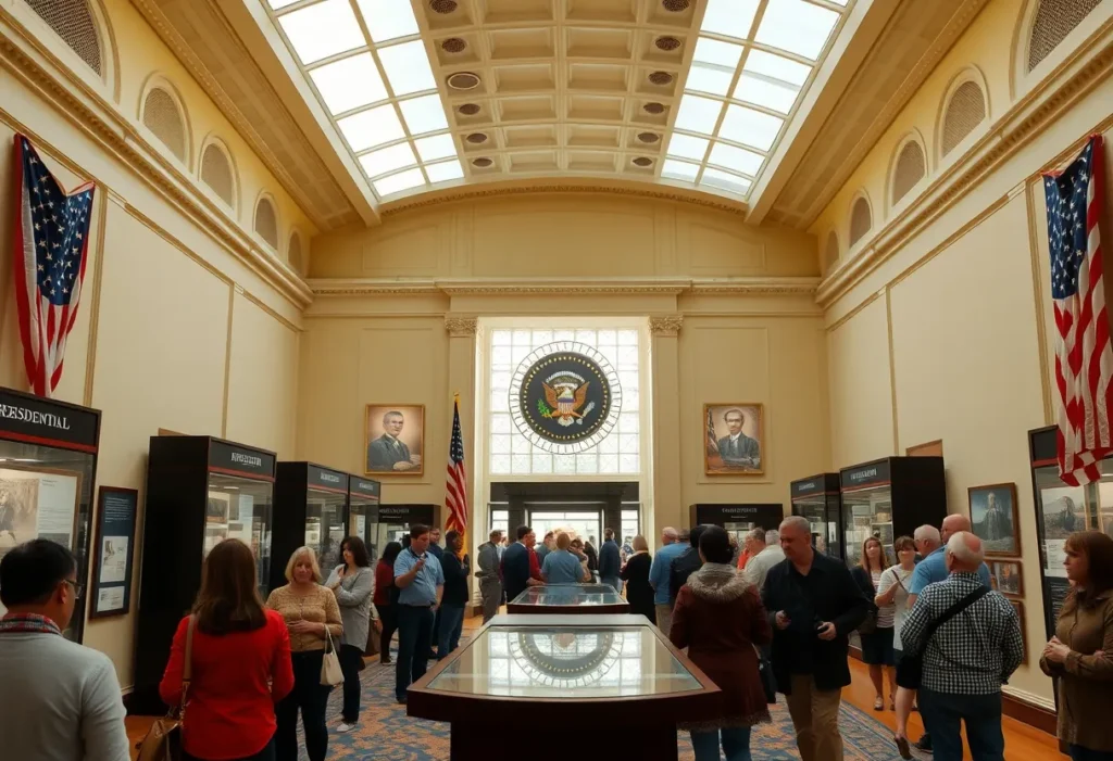 Visitors exploring exhibits at the George W. Bush Presidential Museum