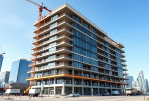 Construction site of the new Hall Park office building in Frisco, Texas