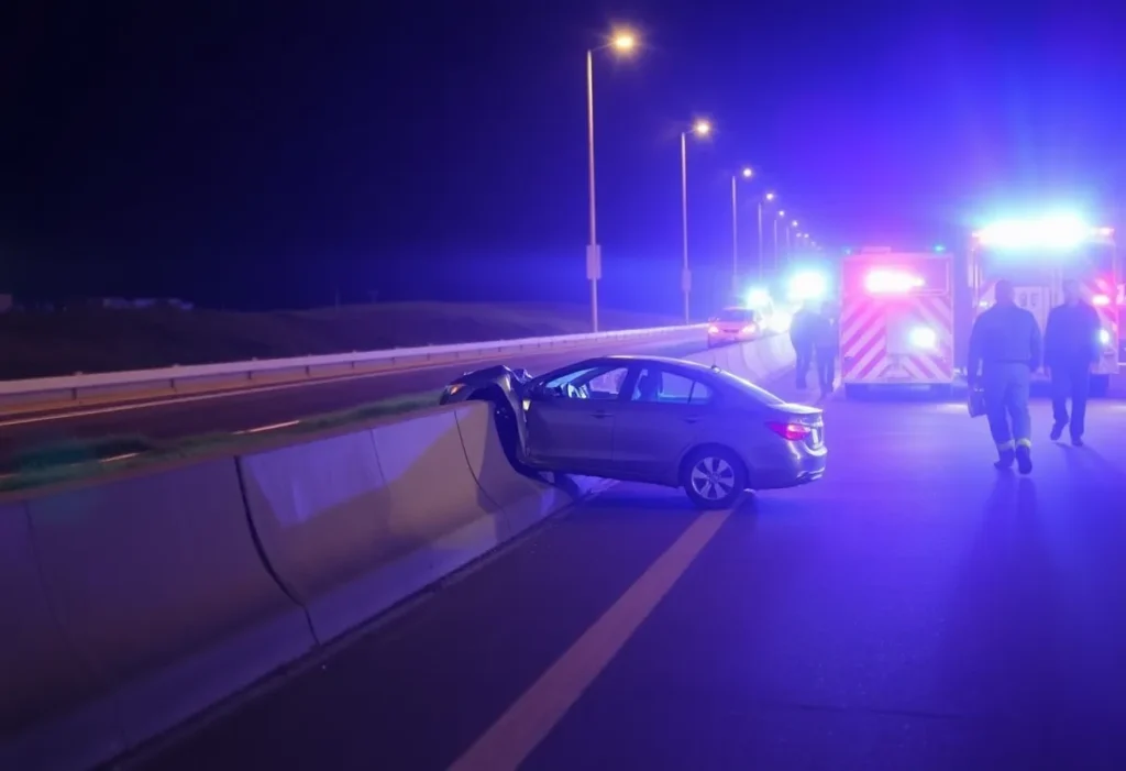 Car accident scene on Highway 360 with emergency responders.