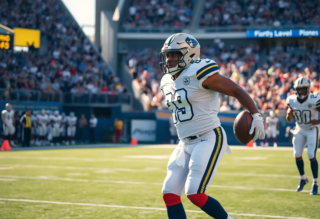 Football player inspiring future generations on the field