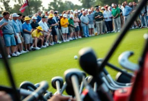 Travis Kelce and Brooks Koepka on the golf course during WM Phoenix Open Pro-Am