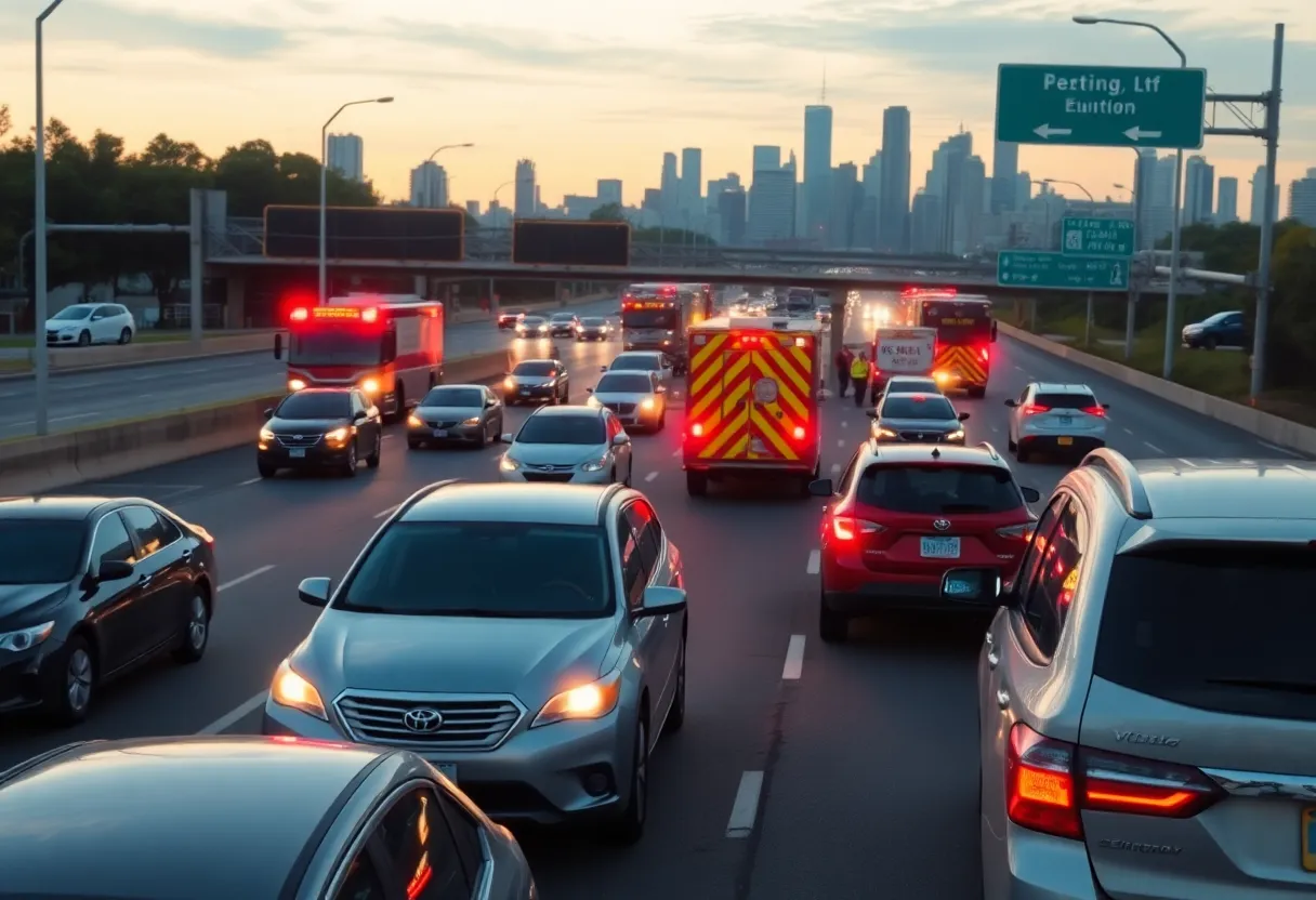 Emergency responders attending to an accident on LBJ Freeway.