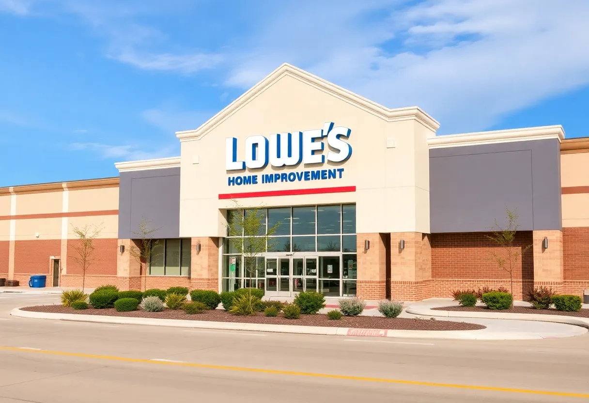Exterior view of Lowe's Home Improvement store in Celina, Texas