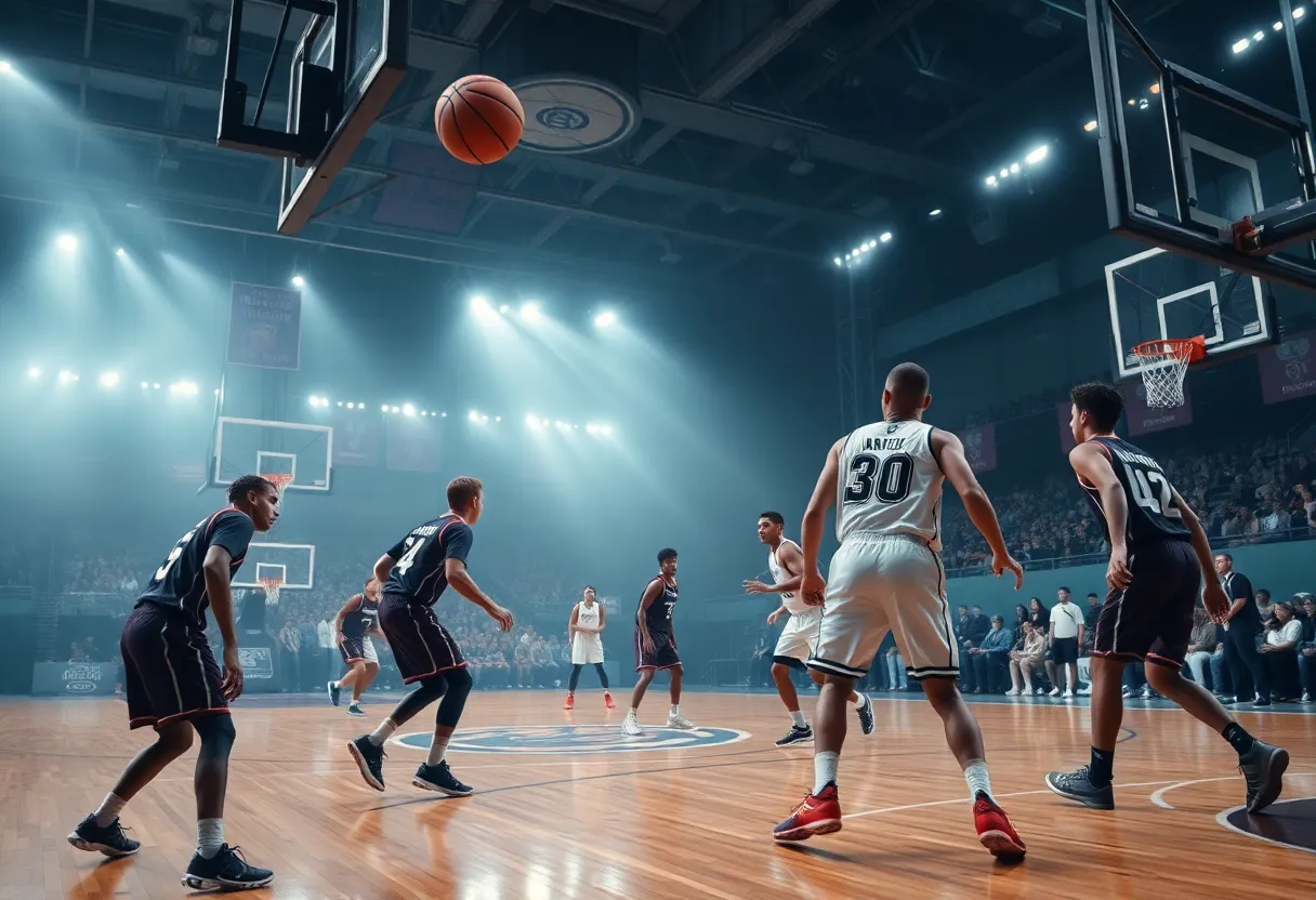 Players in action during a Dallas Mavericks basketball game