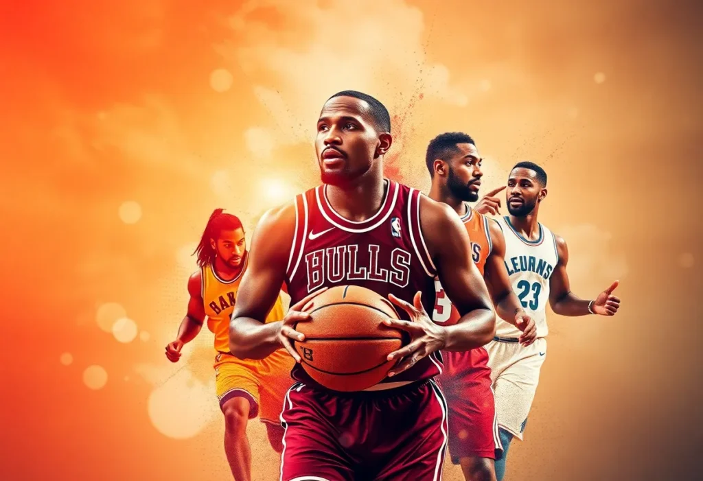 Exciting NBA trade deadline scene with players and negotiations