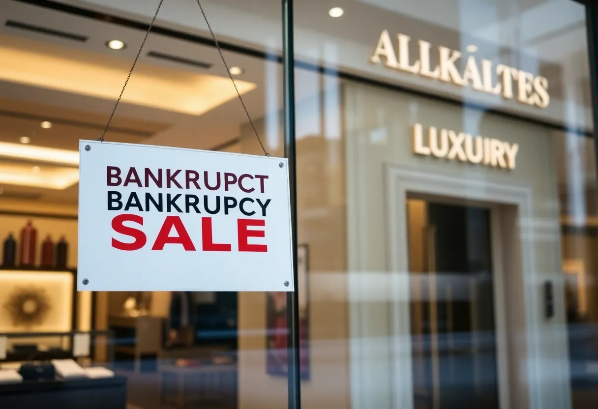 Neiman Marcus store front with bankruptcy sale sign