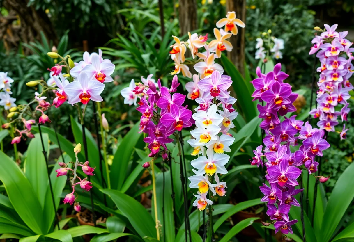 A stunning variety of orchids at the Dallas Arboretum's Orchid Enchantment exhibition.