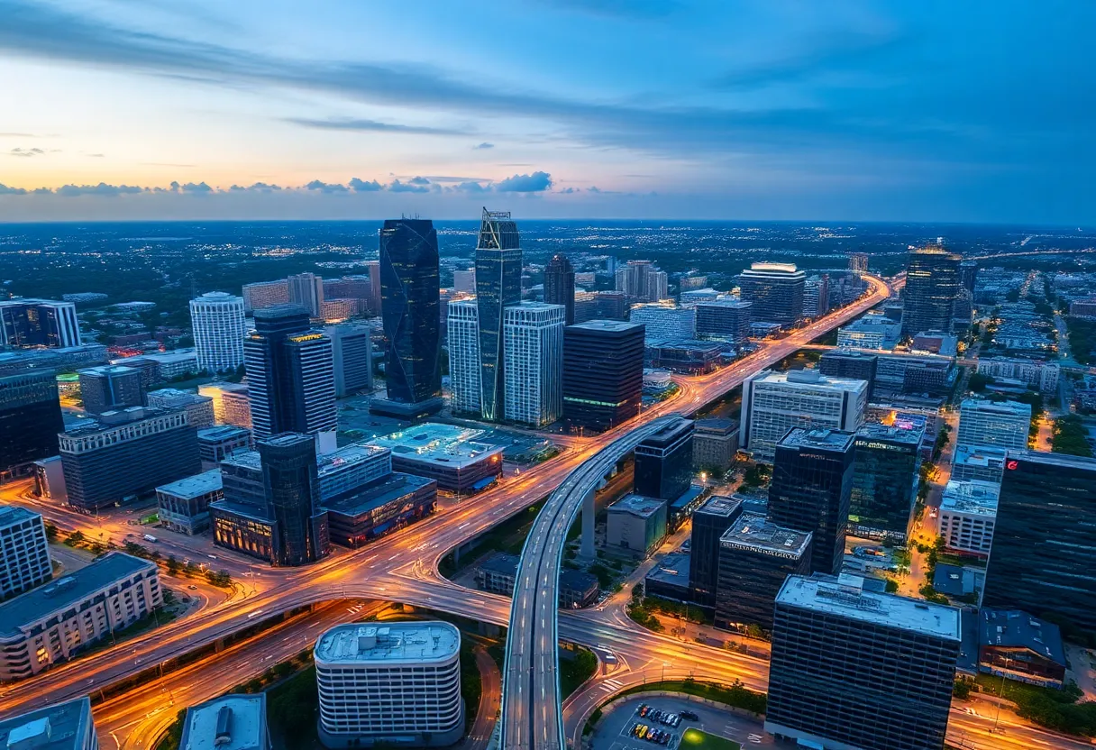 Aerial view of Orlando highlighting fiber network expansion.