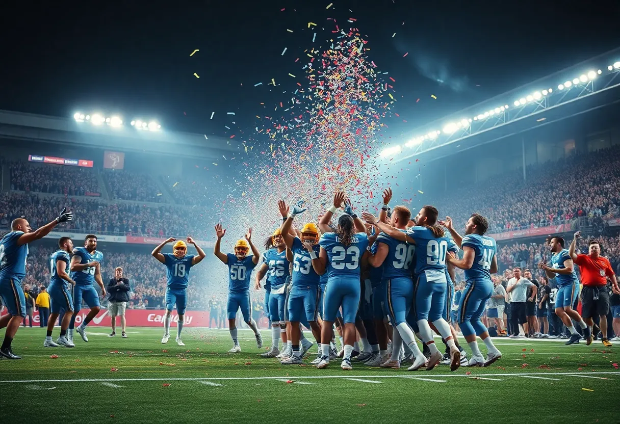 Seattle Seahawks players celebrating their Super Bowl victory