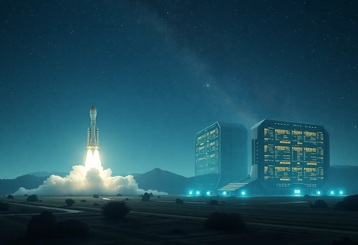 Futuristic landscape of aerospace and AI integration