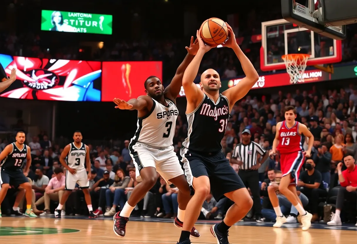 San Antonio Spurs playing against the Dallas Mavericks