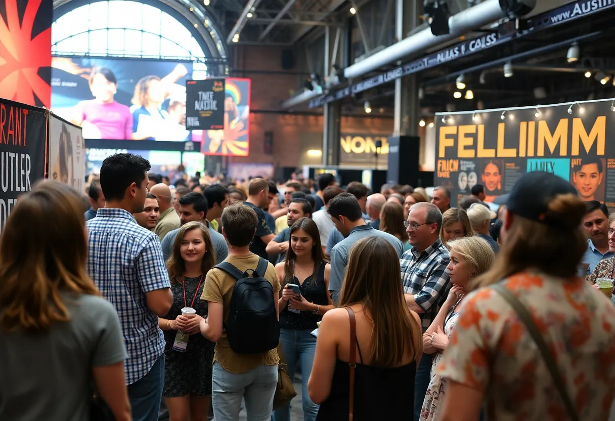 A vibrant scene from SXSW 2026 festival featuring arts and culture in Austin.