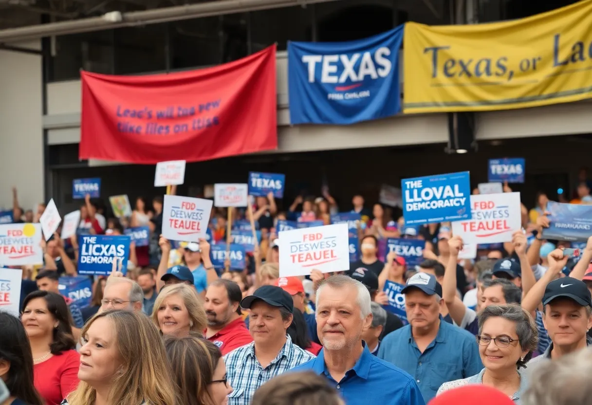 Supporters at Taylor Rehmet's campaign rally in Texas