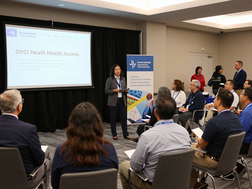 Attendees at the Texas Oral Health Coalition Summit 2026 discussing oral health access in Austin Texas.