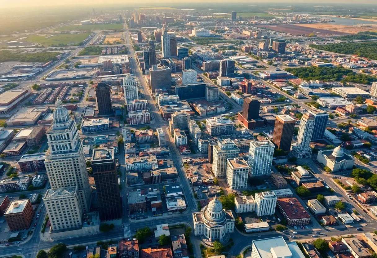 Aerial view of Texas showcasing urban areas and population growth