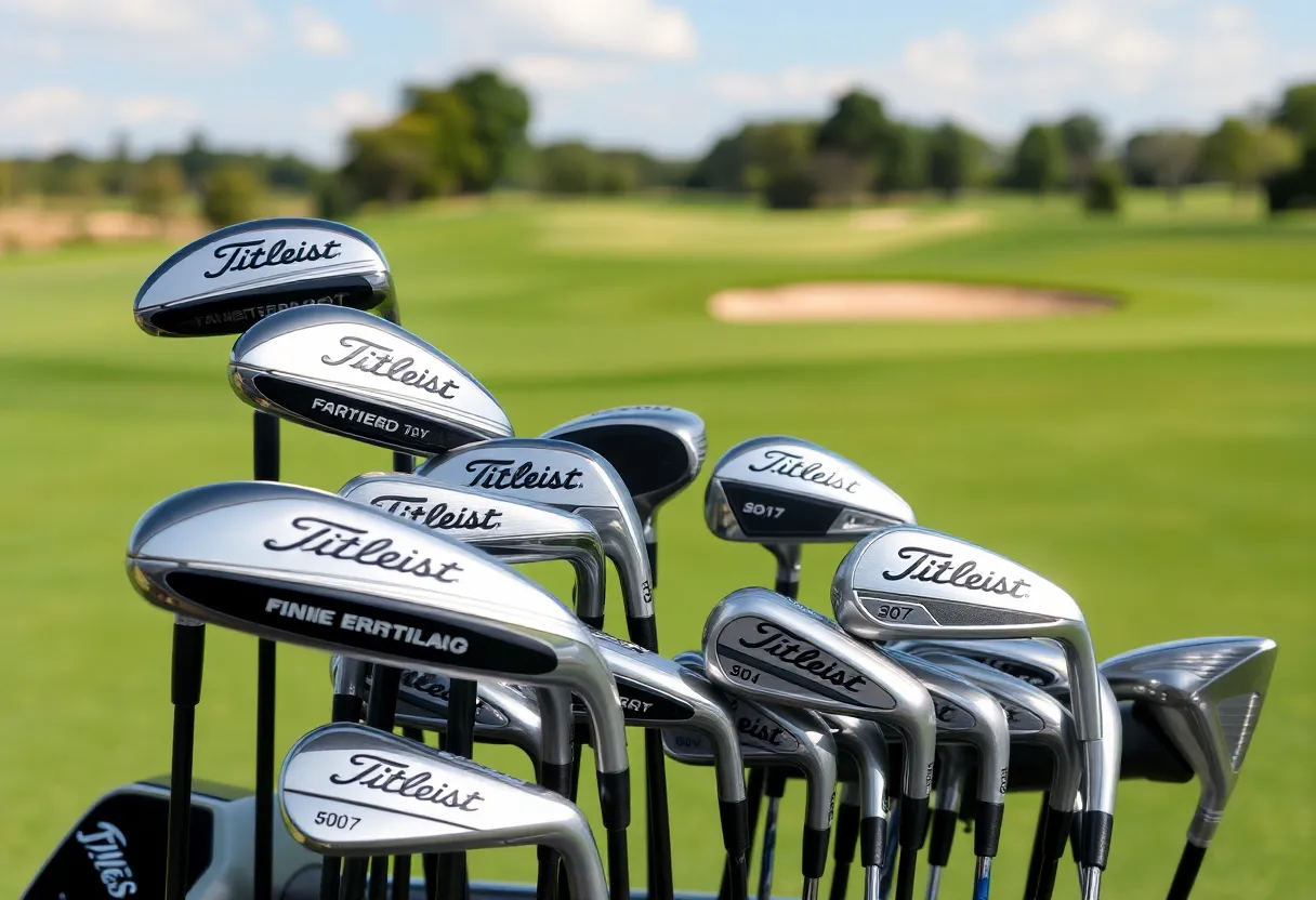 Discounted Titleist GT drivers and fairway woods on display