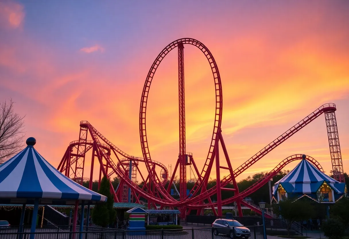 The tallest vertical coaster loop at Six Flags Over Texas.