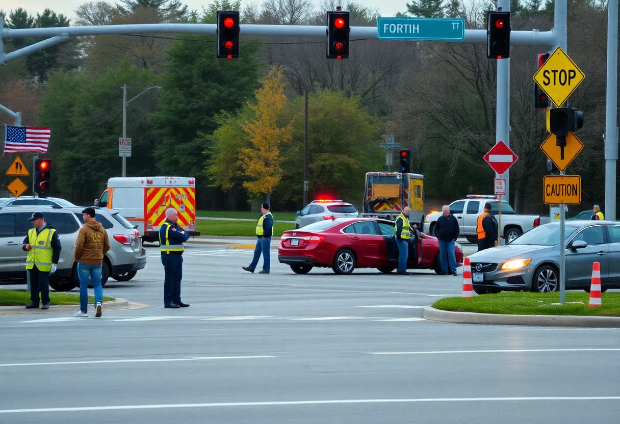 Emergency responders at the scene of a traffic accident in Dallas.