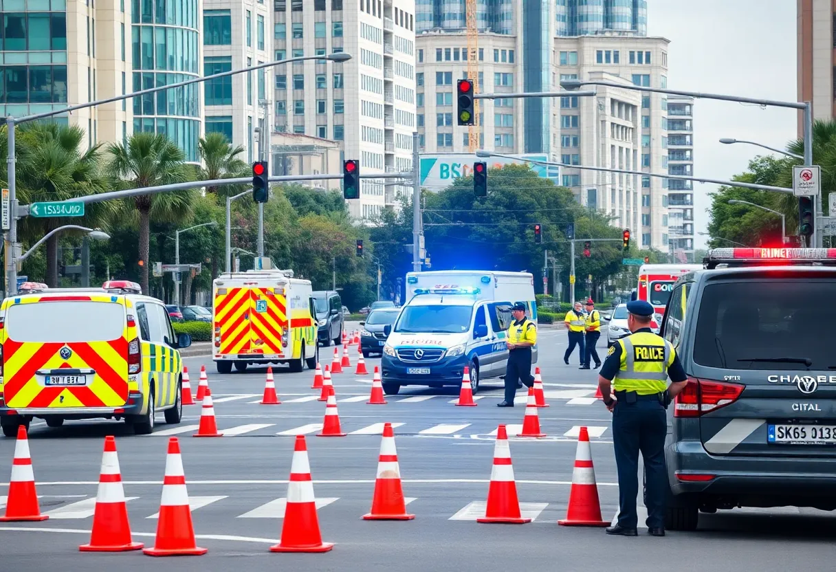 Emergency responders at a traffic collision in Dallas.