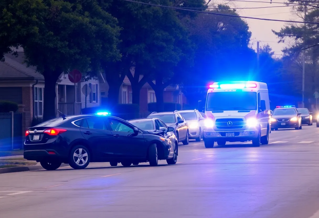 Emergency responders at the scene of a vehicle collision on Gurley Avenue in Dallas
