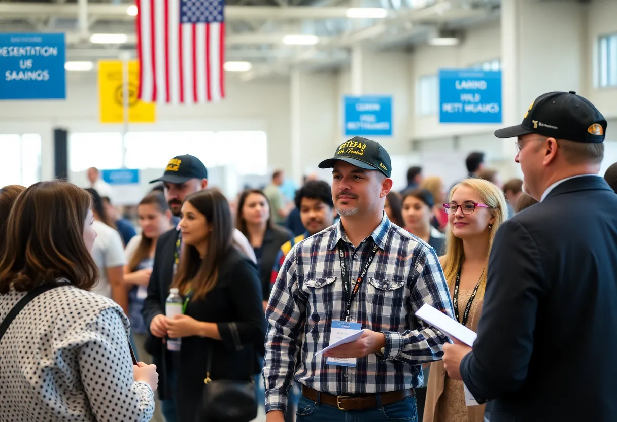 Diverse veterans at a job fair in North Texas