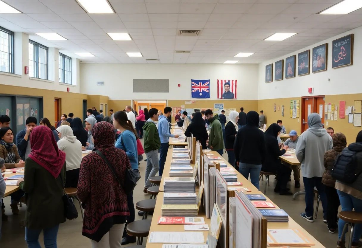 Distribution of materials at Wylie East High School during lunch