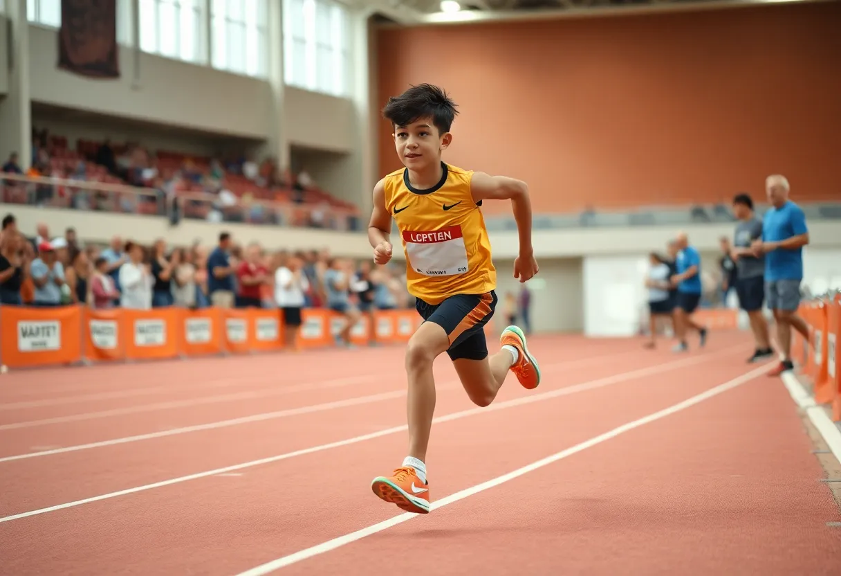 Athlete running at Millrose Games