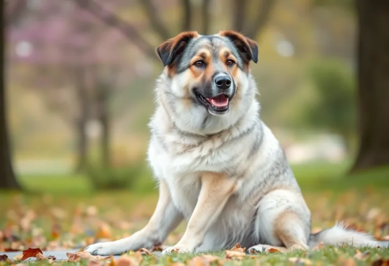 A gentle mixed-breed dog outside, showcasing its affectionate nature.