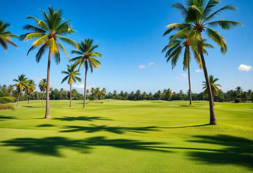 Golfers enjoying a sunny day on a lush Florida golf course