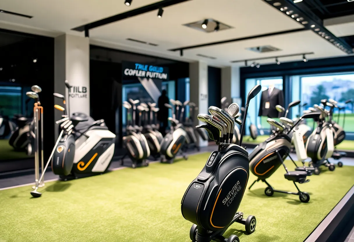 High-end golf equipment from McLaren Golf on a luxury golf course