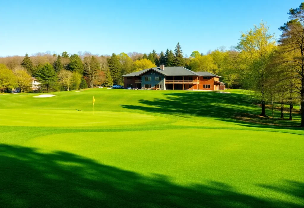 Landscape of Merrist Wood Golf Club with new irrigation lake