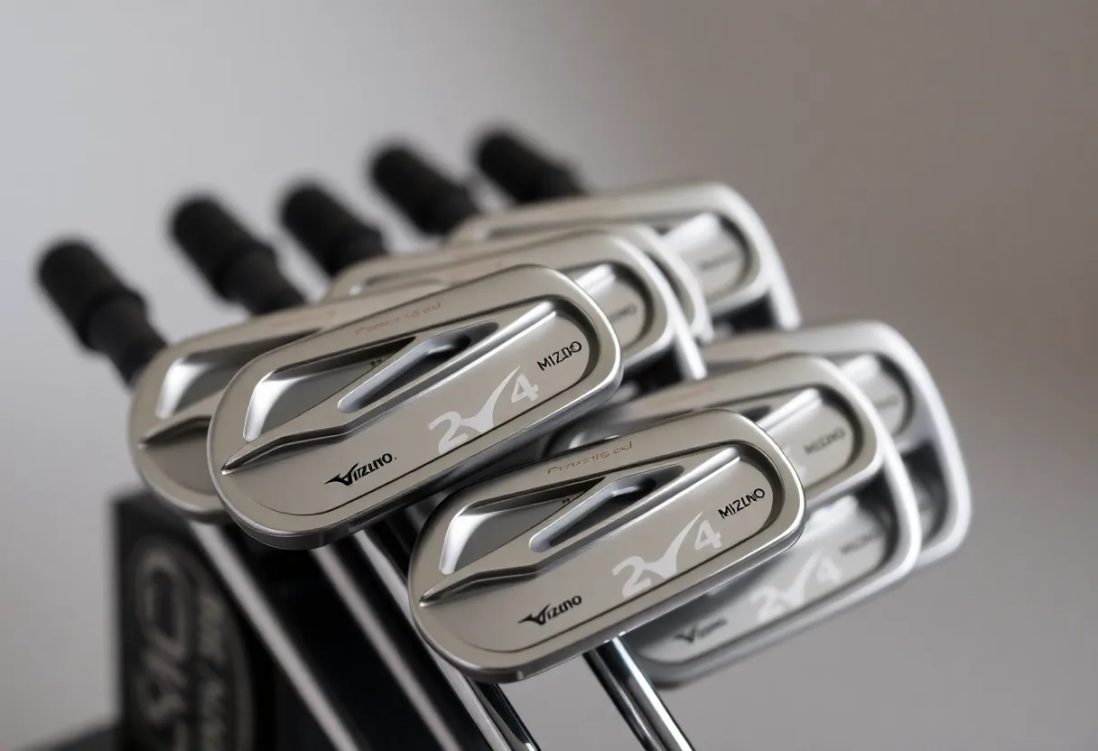 Brand new Mizuno Pro 243 irons on a golf course