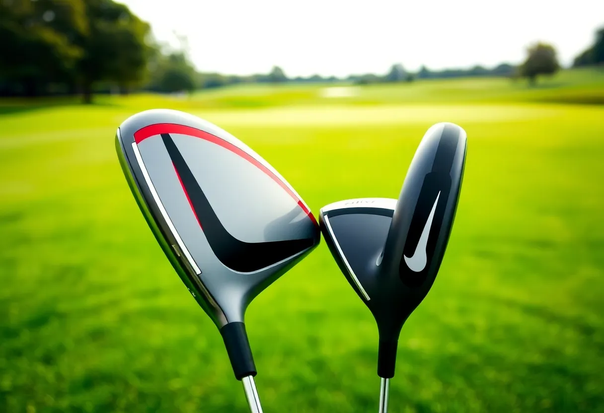 Nike Vapor Speed and Vapor Flex fairway woods displayed on a golf course