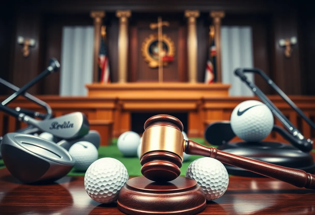 Courtroom scene related to TaylorMade and Callaway lawsuit