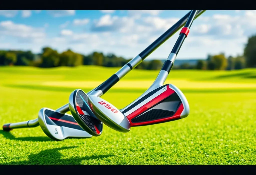 Innovative golf equipment from McLaren Golf showcased on a golf course.