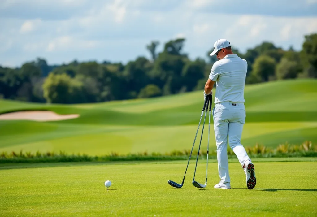 Golfer hitting a shot at the Masters Tournament