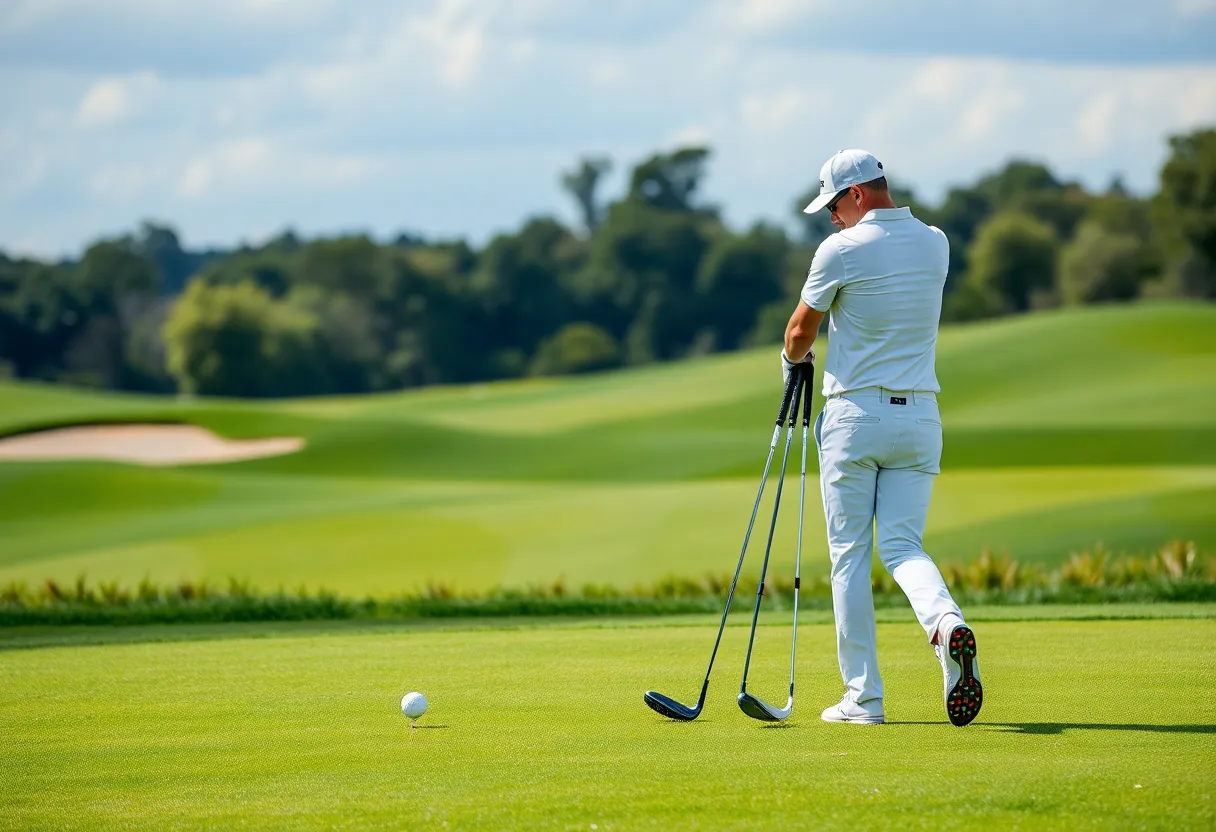 Golfer hitting a shot at the Masters Tournament